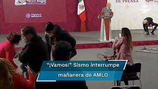 “La alerta presidente”, sismo interrumpe mañanera de AMLO