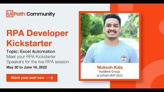 RPA Developer Kickstarter Day 9: Excel Automation with Mukesh Kala