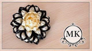 Школьная резинка для волос. Цветы. Канзаши. МК. DIY. Kanzashi. Scrunchy with flowers.