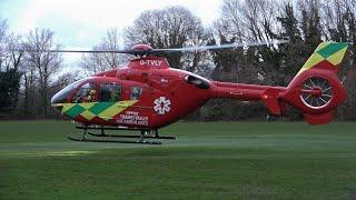 Thames Valley air ambulance EC135 WINDY departure from Wraysbury, ft light flash!  - 22/12/24 4K