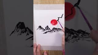 Japanese Landscape - Lake Painting with Acrylics #painting #japanesepainting #paintingforbeginners