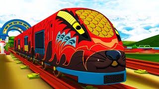 RED BULLET TRAIN - Train Cartoon Videos for Kids - Toy Factory Cartoon Train