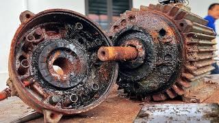 Mechanic Restores Rusty 1984 Vintage Motor // And Restores Burnt 3 Phase Motor For Wood Lathe