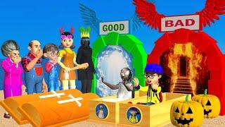 Scary Teacher 3D vs Squid Game good people and bad people Challenge to Heaven Halloween 5 Times