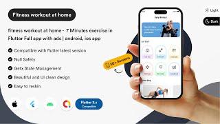 fitness workout at home - 7 Minutes exercise in Flutter Full app with ads | android, ios app