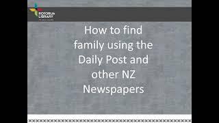 How to find family using the Daily Post and other NZ newspapers