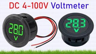 DC 4-100V LED Digital Display Round Two-wire Voltmeter Car Voltage Detector Tester Monitor Pane
