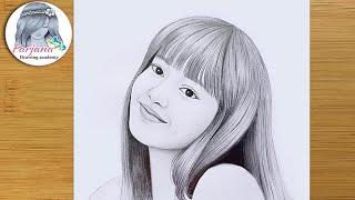 Blackpink Lisa - Pencil sketch Tutorial for beginners || How to draw Blackpink Lisa- Step by Step