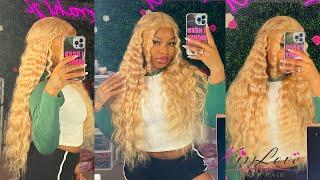 START TO FINISH PRE COLORED 28 INCH  ASH BLONDE FRONTAL WIG INSTALL TUTORIAL FT. KISSLOVE HAIR