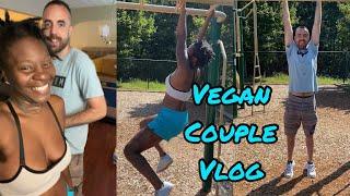 Vegan couple vlog workout and eat with us