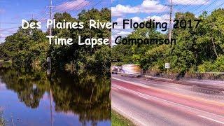 Des Plaines river flood 2017 - 4K time lapse comparison