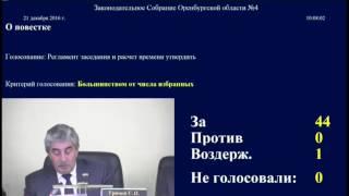 Четвертое заседание Законодательного Собрания Оренбургской области шестого созыва