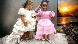 How to sew BABY DRESS with LAYERED ASSYMETRIC HIGH LOW 360 SKIRT and PUFF SLEEVE