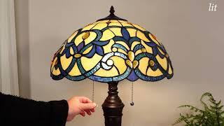 Lorne Blue Fleur de Lis Stained Glass Table Lamp