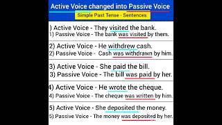 passive voice active voice changed into passive voice simple past tense sentences