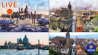 Create Loose Paintings Easily! Paint Two Views of Venice With Me (Live Workshop #35)