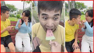 Eat Ice Cream With Your Nose  Linh Nhi #shorts by LNS vs Su Hao TikTok