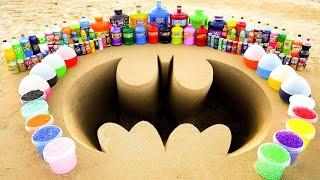 Experiment: Giant Mtn Dew, Pepsi, Fanta, Coca Cola, Many Sodas and Mentos Batman Hole Underground