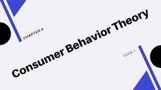 Consumer Behavior Theory