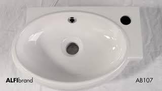 ALFI Brand AB107 17" White Wall-Mounted Euro Oval Ceramic Sink With Single Faucet Hole and Overflow