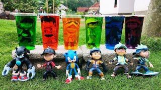 Menemukan Boboiboy Dalam Kapsul Air, Ayo Kita Tolong !! Boboiboy Halilintar, Solar, Blaze, Api, Yaya