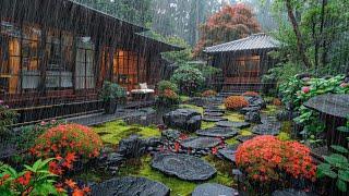 Rain On Japanese Garden ️ For Sleep, Study, Relaxation | Calmbience Rain Sounds