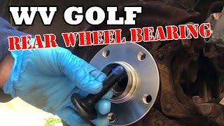 VW Golf Mk5 rear wheel bearing DIY method on how to replace noisy part.