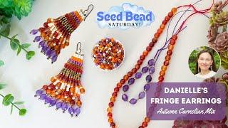 Danielle Wickes' Fringe Earrings, featuring the Autumn Carnelian Mix from Sam's Bead Shop!