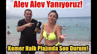 Antalya'da Sıcaklar Tavan Yapınca İnsanlar Soluğu Denizde Aldı! Kemer Halk Plajı Alev Alev Yanıyor