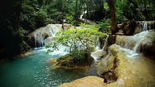 Relaxing Sounds of a Paradise Waterfall & Turquoise River | 10 Hours Sleep Aid