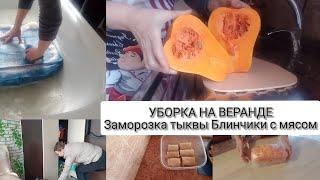 БЫСТРАЯ УБОРКА НА ВЕРАНДЕ/ЗАМОРОЗКА ТЫКВЫ/БЛИНЧИКИ С МЯСОМ/МОТИВАЦИЯ