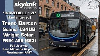 (*INCREDIBLE* ZF!) Trentbarton Scania L94UB Wright Solar: FN54 AEB