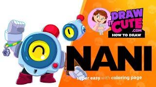 How to draw Nani | Brawl Stars | Super easy drawing tutorial with a coloring page