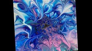 (1195) Modified Bloom Technique, Pigment added, Acrylic Paint Pouring, Fluid Art