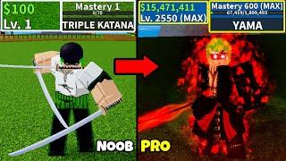 Beating Blox Fruits as Zoro! Sword Reworks Lvl 0 to Max Lvl Full Human v4 Awakening in Blox Fruits