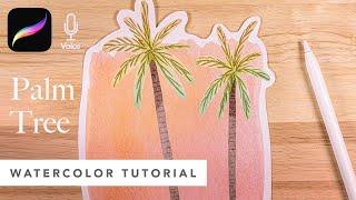 Watercolor Palm Tree // SO EASY! // Watercolor Tutorial for Procreate