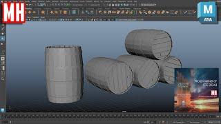 How to model a 3D detailed wooden barrel in Maya 2024