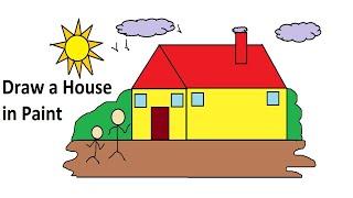 How to draw Home | House on computer | Simple Home Drawing on computer using Ms Paint