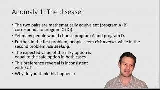 Short video on anomalies with EUT for Behavioral Economics