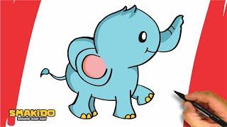 How to Draw a Cute Elephant Step by Step | Easy Elephant Drawing Tutorial