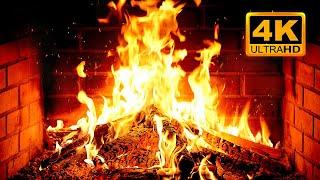  Cozy Fireplace 4K (12 HOURS). Fireplace with Crackling Fire Sounds. Fireplace Ambience