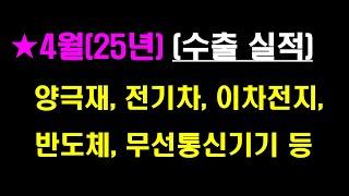 4월(25년)전기차 및 양극재 수출 분석 #LG엔솔#삼성SDI#SK이노베이션#엘앤에프#LG화학#포스코퓨처엠#에코프로#코스모신소재#포스코#이차전지#양극재#배터리#전기차#Tesla