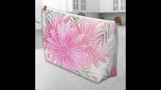 Pink Daisy Zipper Pouch #cosmeticbag #floralaccessories #lisabousson #lisaclairedesign #pinkdaisy