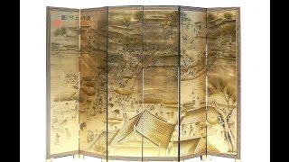 6 Pieces/Set Chinese Wooden Double Sides Gold Painted Room Divider Panel WK2817