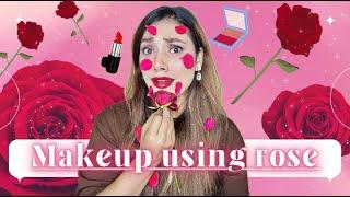 Makeup Using ROSE #challenge #funnychallenge #funny #makeup #funnymakeup #missgarg #shorts #fun