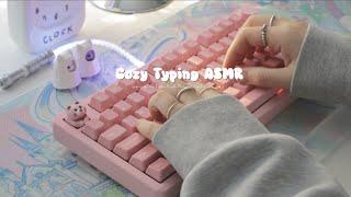 ⋆⁺₊ ⋆⁺ [Cozy Typing ASMR] Typing in front of the campfire 도자기 키캡 🪵ˎˊ˗  Wood burning sound ㅣ중간광고 없음