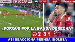  ASI REACCIONA PRENSA INGLESA a GOL de LUIS DIAZ BRIGHTON vs LIVERPOOL CARABAO CUP