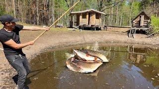 Просто ШОК! Сколько здесь щуки, в пересохшем пруду. Ловля неводом и на паук