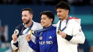 Carlos Yulo MAKES HISTORY on floor for Philippines' first gymnastics gold medal | Paris Olympics