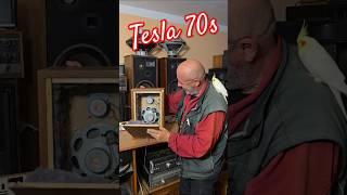 70s Vintage TESLA SPEAKERS - BASS SPEAKER - TWEETER - CAPACITOR inside Old Budget SPEAKERS For Sale